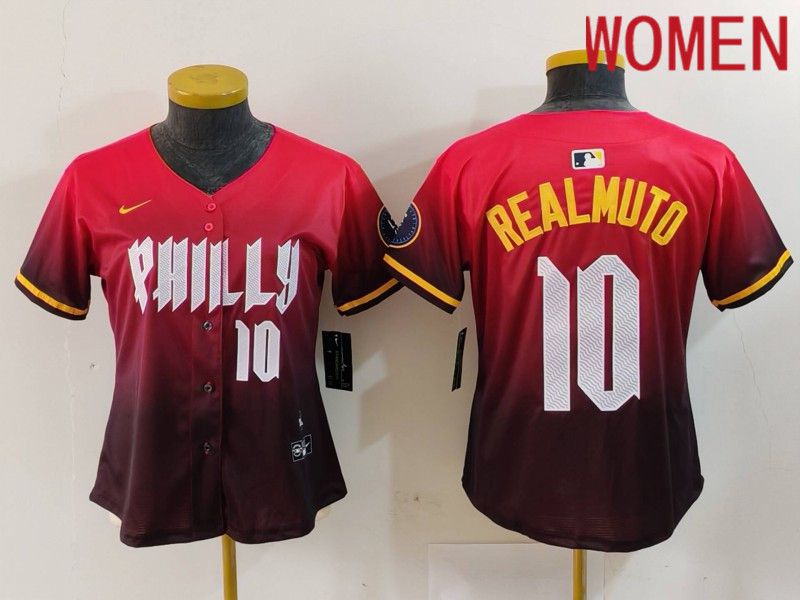 Women Philadelphia Phillies 10 Realmuto Red City Edition 2024 Nike MLB Jersey style 4